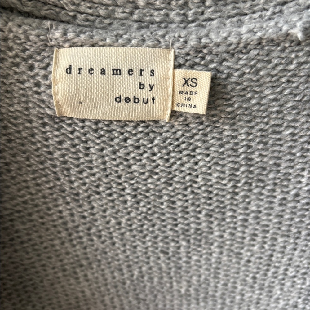 Dreamers Knit Open Front Cardigan Gray with White Stars Size X-Small - Picture 4 of 8
